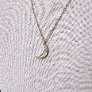 Gorjana Small Crystal Crescent Moon Necklace